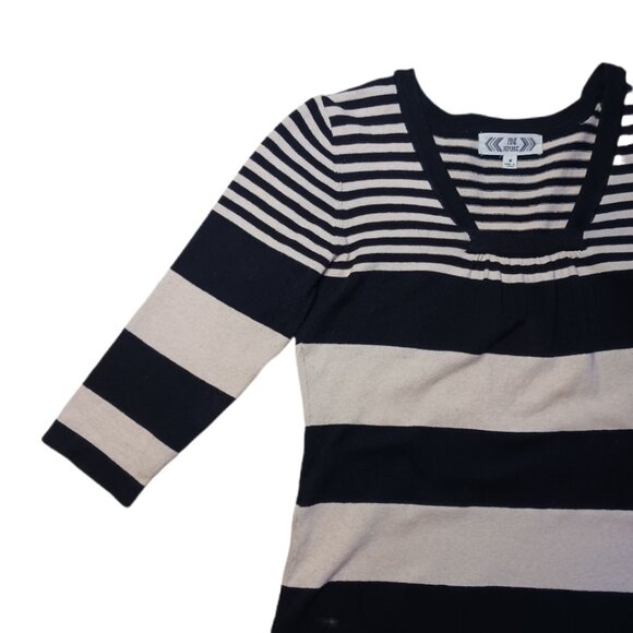 Pink Republic Womens Medium Dress Shirt Black & White 3/4 Sleeve Long Blouse - Picture 6 of 6